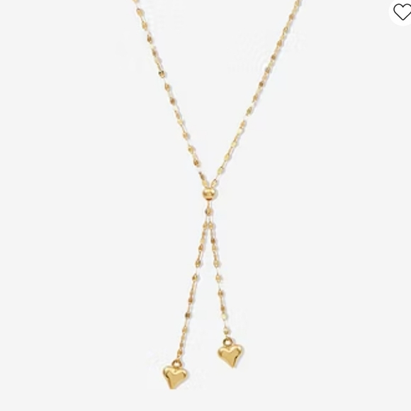 Lariat Style Womens 14K Gold Heart Y Necklace - Picture 4 of 5
